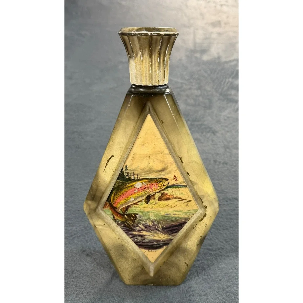 Vintage Jim Beam Rainbow Trout Decanter James Lockhart Fish Whiskey Bottle 1960s